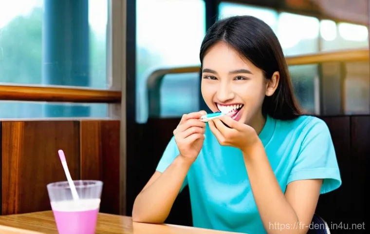 교정 중 이물질 제거 방법 - **Prompt 2: Orthodontist Visit for a Check-up**
    "A clean and professional scene inside a modern ...