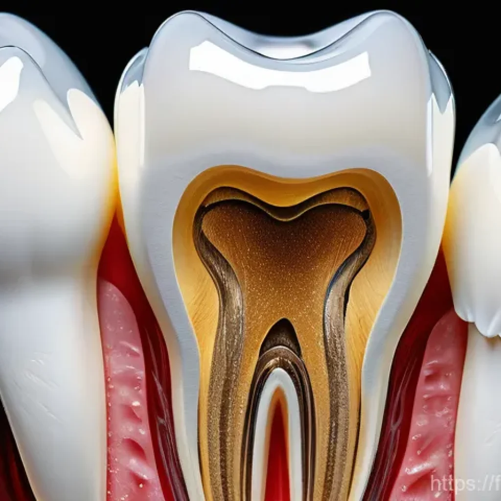 치아 홈 메우기 효과와 비용 - A highly detailed, clean, and illustrative close-up of a human molar, showcasing its intricate chewi...